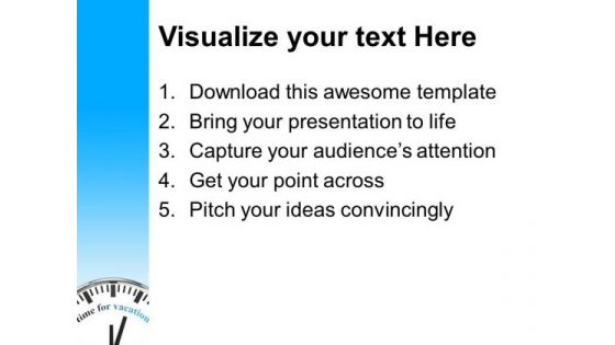White Clock With Word Time For Vacation PowerPoint Templates And PowerPoint Themes 1012