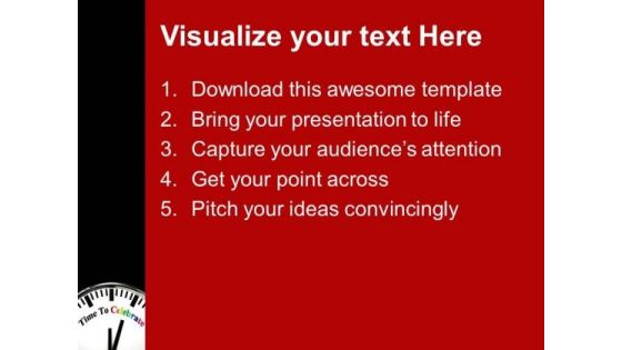 White Clock With Word Time To Celebrate PowerPoint Templates And PowerPoint Themes 1012