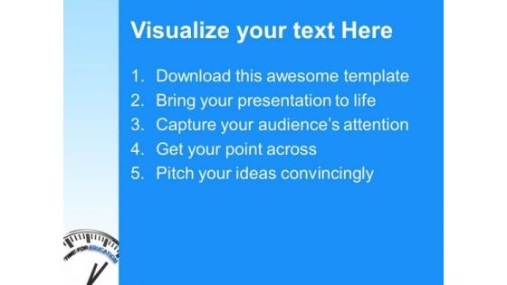 White Clock With Words Time For Education PowerPoint Templates And PowerPoint Themes 1012