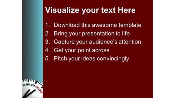 White Clock With Words Time To Start PowerPoint Templates And PowerPoint Themes 1112