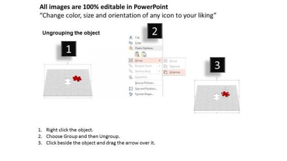 White Puzzles With Red Puzzle Piece For Solution Presentation Template