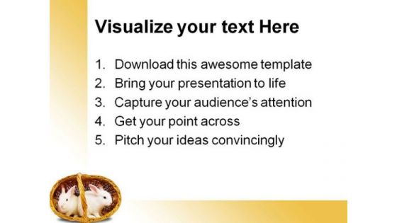 White Rabbits In Basket Easter Festival PowerPoint Themes And PowerPoint Slides 0411