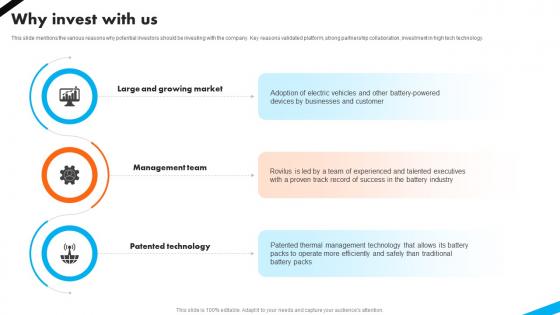 Why Invest With Us Automotive Battery Manufacturer Investor Funding Elevator Pitch Deck