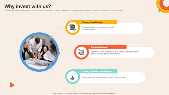 Why Invest With Us Childcare Service Comparison Platform Investor Funding Elevator Pitch Deck