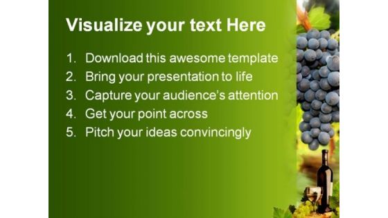 Wine Grapes Nature PowerPoint Template 0610
