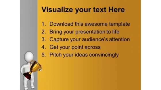Winner Holding Golden Trophy Competition PowerPoint Templates Ppt Backgrounds For Slides 0113