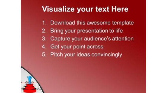 Winner Standing On Podium Competition PowerPoint Templates Ppt Backgrounds For Slides 0313
