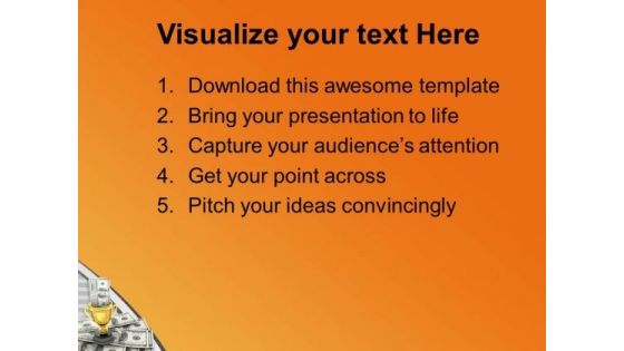 Winner Trophy And Award Money PowerPoint Templates Ppt Backgrounds For Slides 0313