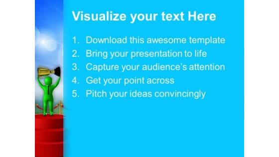Winner With Golden Cup PowerPoint Templates Ppt Backgrounds For Slides 0713