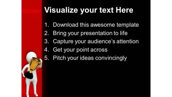 Winner With Trophy 3d Illustration PowerPoint Templates Ppt Backgrounds For Slides 0813