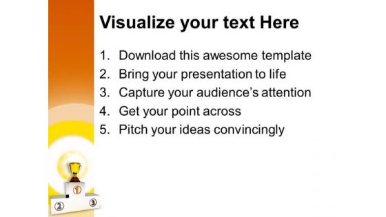 Winners Podium With Trophy PowerPoint Templates Ppt Backgrounds For Slides 0213