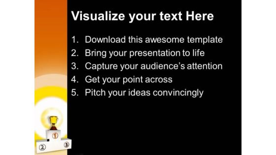 Winners Podium With Trophy PowerPoint Templates Ppt Backgrounds For Slides 0213
