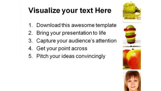 Woman And Apples Health PowerPoint Themes And PowerPoint Slides 0811