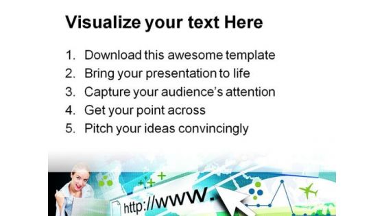 Woman On Laptop Internet PowerPoint Templates And PowerPoint Backgrounds 0411