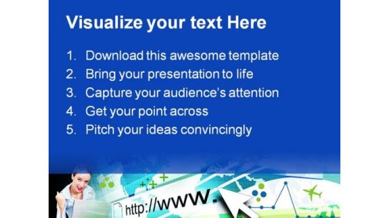 Woman On Laptop Internet PowerPoint Templates And PowerPoint Backgrounds 0411