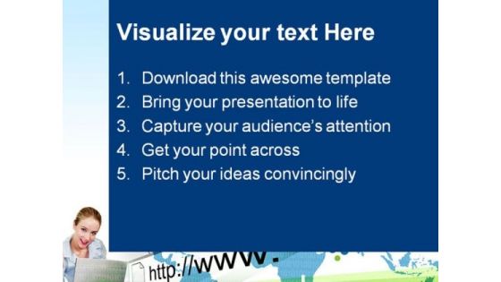 Woman On Laptop Internet PowerPoint Themes And PowerPoint Slides 0811
