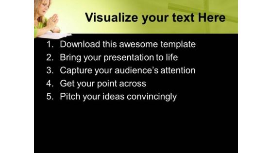 Woman Praying Over Bible Christian PowerPoint Templates And PowerPoint Themes 0812