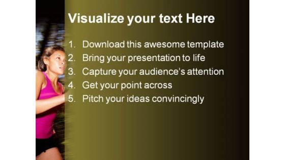 Woman Running Health PowerPoint Themes And PowerPoint Slides 0411