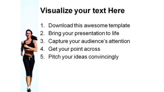 Woman Running Health PowerPoint Themes And PowerPoint Slides 0811