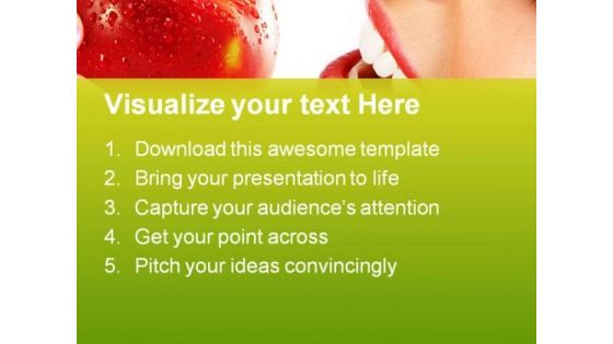 Woman With Apple Food Health PowerPoint Templates And PowerPoint Backgrounds 0911
