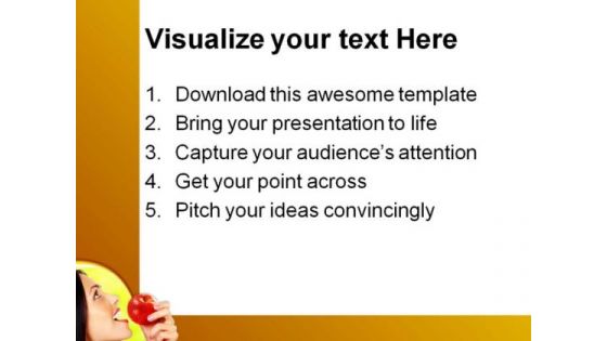 Woman With Apple Health PowerPoint Themes And PowerPoint Slides 0711