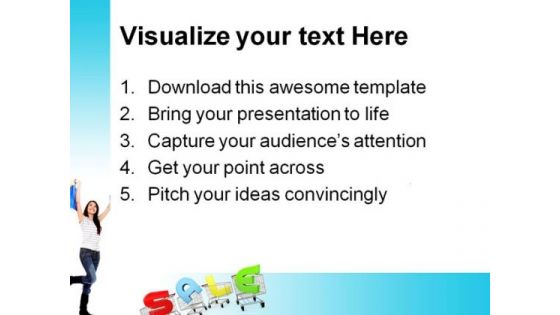 Woman With Shopping Cart Sales PowerPoint Themes And PowerPoint Slides 0511
