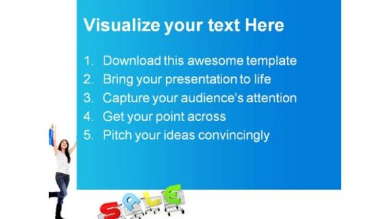 Woman With Shopping Cart Sales PowerPoint Themes And PowerPoint Slides 0511
