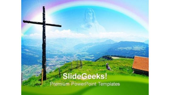 Wooden Cross Christian PowerPoint Templates And PowerPoint Themes 0812