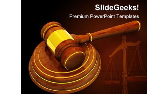 Wooden Gavel Law PowerPoint Templates And PowerPoint Backgrounds 0411