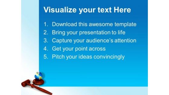 Wooden Gavel With Earth PowerPoint Templates And PowerPoint Themes 0912