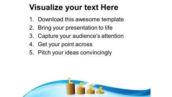 Word Loss On Stack Of Coins PowerPoint Templates Ppt Backgrounds For Slides 0213