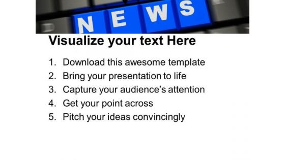 Word News On Keyboard PowerPoint Templates Ppt Backgrounds For Slides 0113