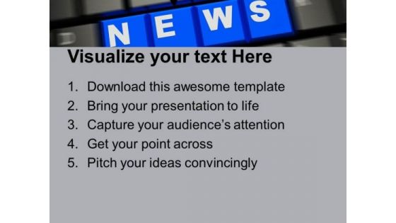 Word News On Keyboard PowerPoint Templates Ppt Backgrounds For Slides 0113