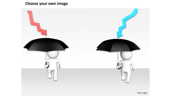 Work Flow Business Process Diagram Man With Umbrella Financial Crisis PowerPoint Templates