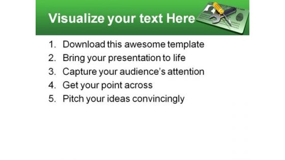 Working On A Green Card Industrial PowerPoint Templates And PowerPoint Backgrounds 0211