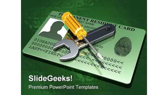 Working On A Green Card Industrial PowerPoint Templates And PowerPoint Backgrounds 0211