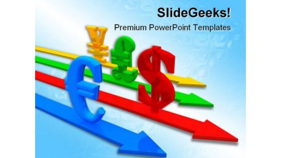 World Currencies Arrow Symbol PowerPoint Template 0910