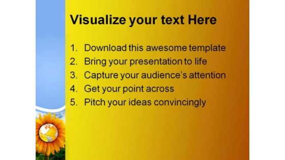 World In A Sunflower Beauty PowerPoint Templates And PowerPoint Backgrounds 0511