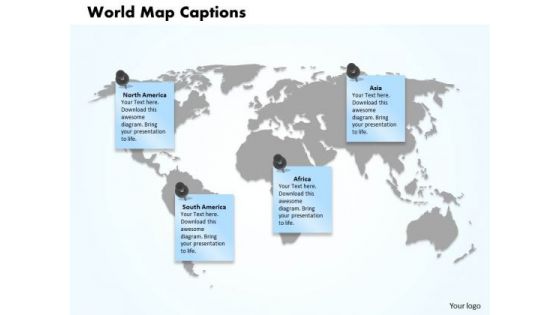 World Map Captions PowerPoint Presentation Template