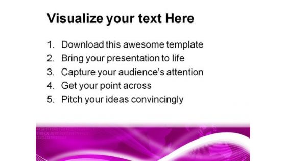 World Map Magenta Background PowerPoint Template 0910