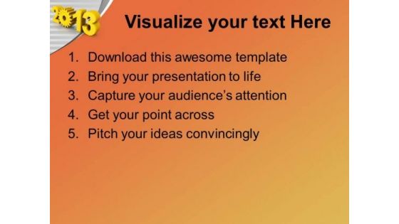 Yellow 2013 New Year Targets Goal Aim PowerPoint Templates Ppt Backgrounds For Slides 0113