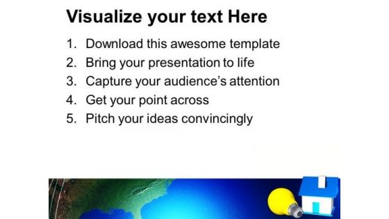 Yellow Bulb With Blue House Idea PowerPoint Templates Ppt Backgrounds For Slides 0213