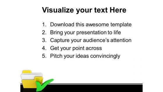 Yellow Computer Folder With Tick Mark PowerPoint Templates And PowerPoint Themes 0912