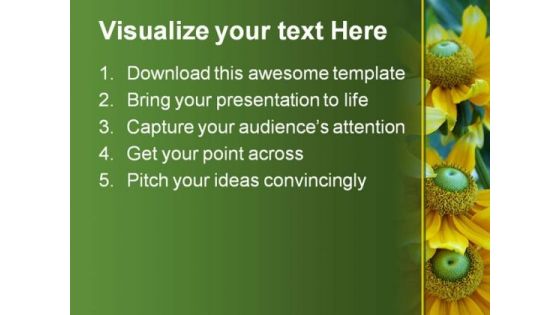 Yellow Daisies Nature PowerPoint Template 0610