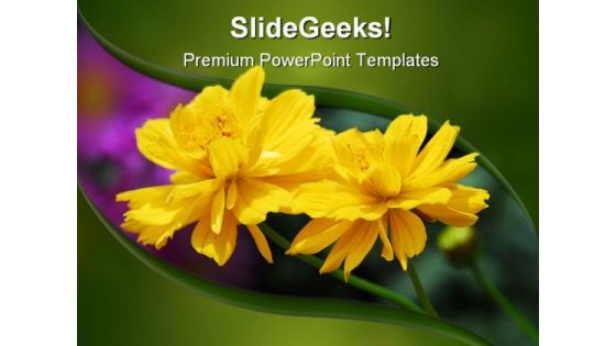 Yellow Flower Beauty PowerPoint Template 0810