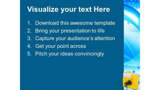 Yellow Folder With Locked With Key PowerPoint Templates Ppt Backgrounds For Slides 0213