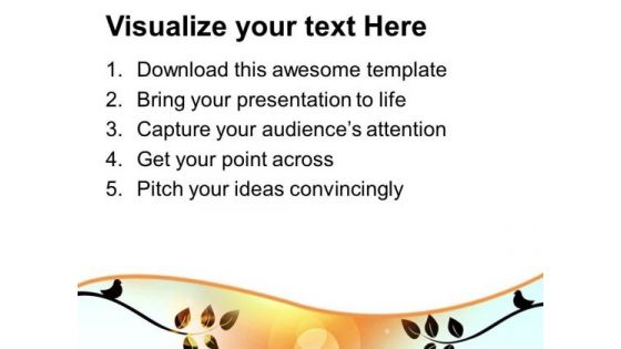Yellow Graphic Design With Leaves PowerPoint Templates Ppt Backgrounds For Slides 0613