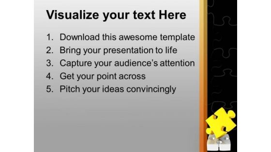 Yellow Puzzle On Silver Puzzle PowerPoint Templates Ppt Backgrounds For Slides 0213