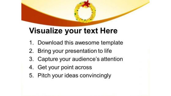 Yellow Wreath With Golden Bells Events PowerPoint Templates Ppt Backgrounds For Slides 1212