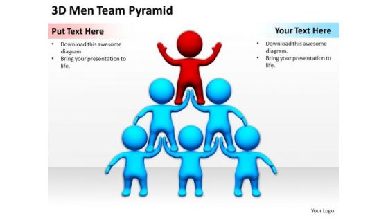 Young Business People 3d Men Team Pyramid PowerPoint Slides